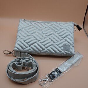 IHKWIP Triple Entry Quilted Crossbody with Wristlet Strap - METALLIC SILVER
